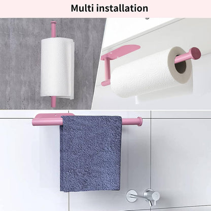 Pink Paper Towel Holder Self Adhesive or Drilling for Kitchen