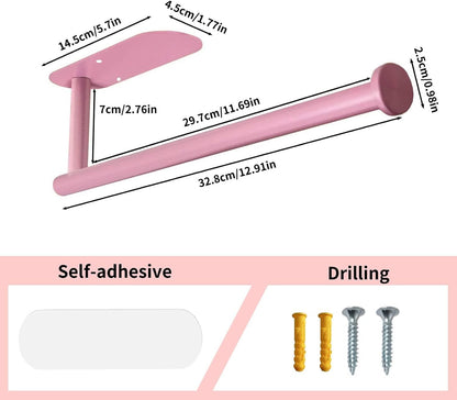 Pink Paper Towel Holder Self Adhesive or Drilling for Kitchen