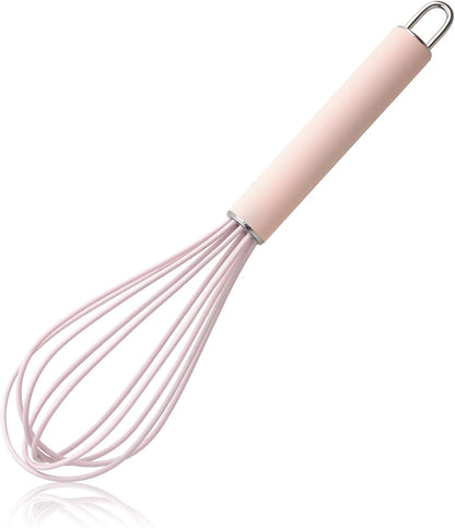 high temperature and easy to clean silicone whisk, wisk,stirrer, 10 inch, grip good grip design for Blending Whisking Beating Stirring Cooking Baking (1 Pack | Pink)