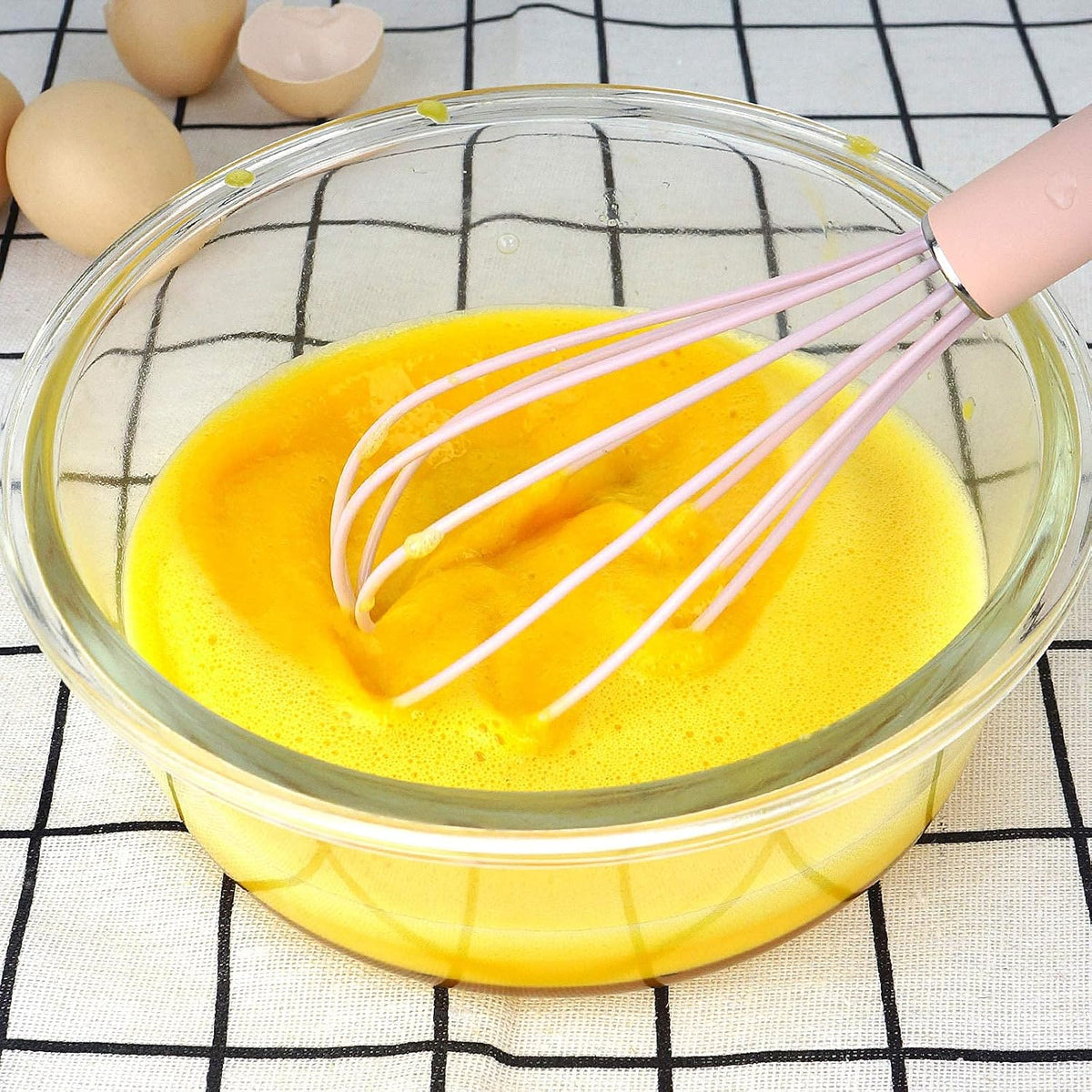 high temperature and easy to clean silicone whisk, wisk,stirrer, 10 inch, grip good grip design for Blending Whisking Beating Stirring Cooking Baking (1 Pack | Pink)
