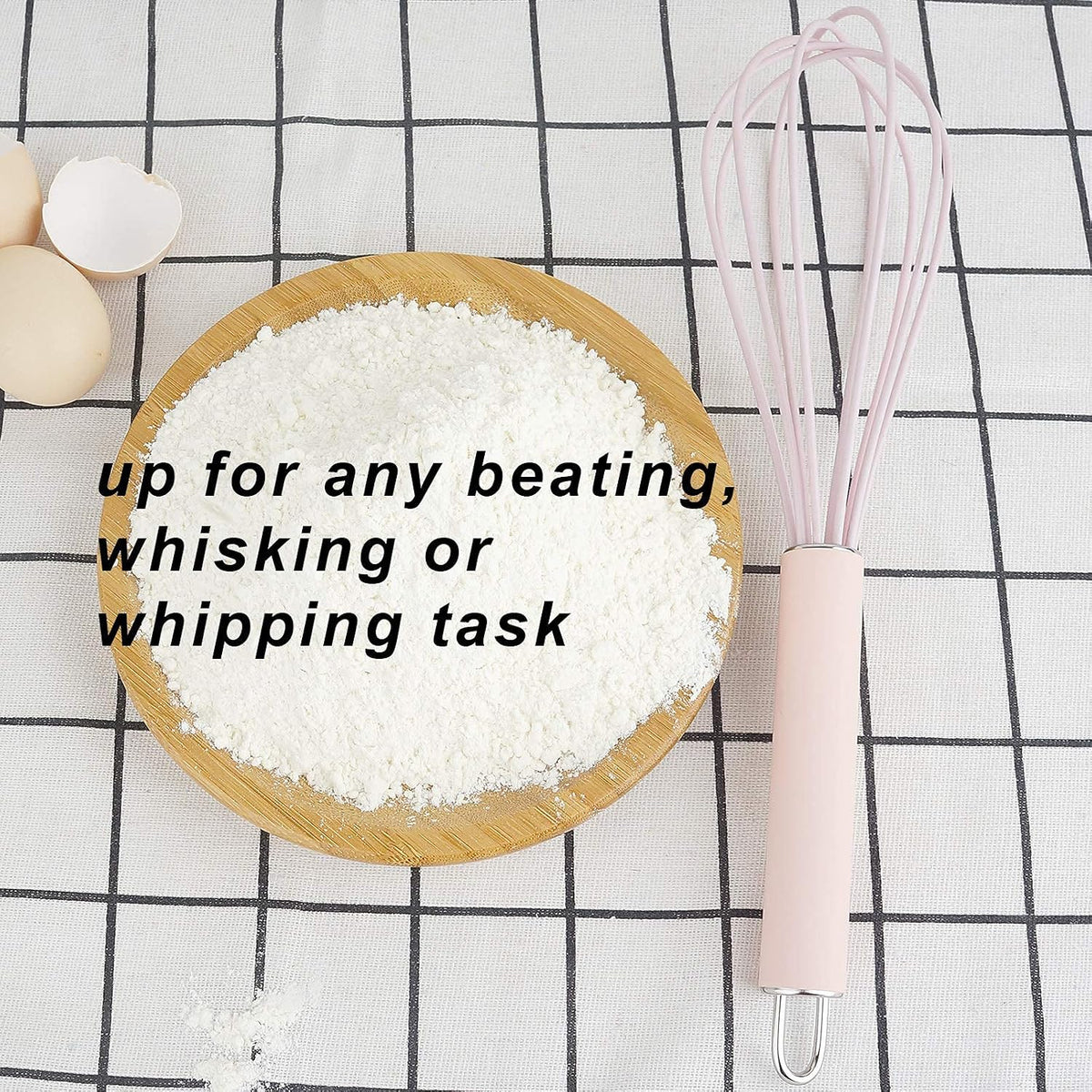 high temperature and easy to clean silicone whisk, wisk,stirrer, 10 inch, grip good grip design for Blending Whisking Beating Stirring Cooking Baking (1 Pack | Pink)