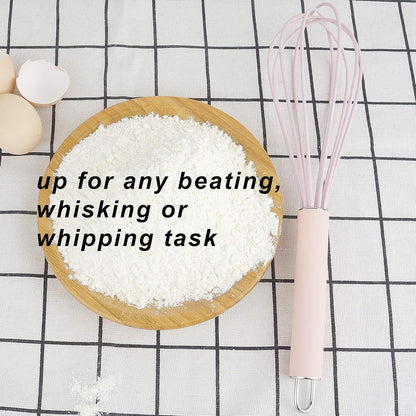 high temperature and easy to clean silicone whisk, wisk,stirrer, 10 inch, grip good grip design for Blending Whisking Beating Stirring Cooking Baking (1 Pack | Pink)