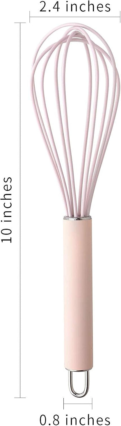 high temperature and easy to clean silicone whisk, wisk,stirrer, 10 inch, grip good grip design for Blending Whisking Beating Stirring Cooking Baking (1 Pack | Pink)