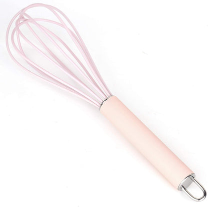 high temperature and easy to clean silicone whisk, wisk,stirrer, 10 inch, grip good grip design for Blending Whisking Beating Stirring Cooking Baking (1 Pack | Pink)