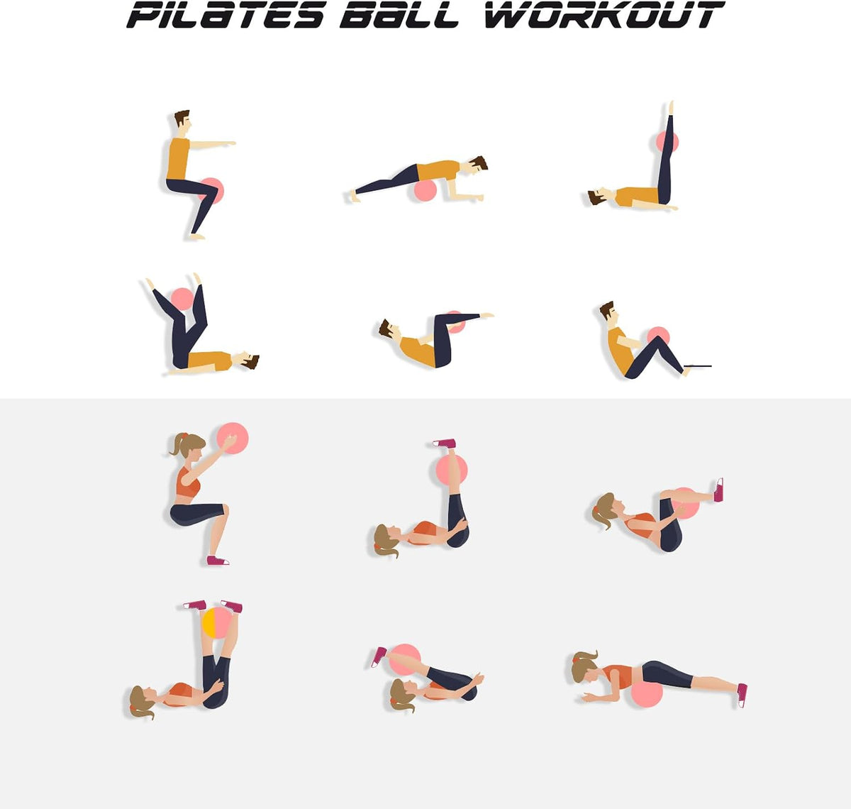 Soft Pilates Ball, 9 Inch Small Exercise Ball with Inflatable Straw