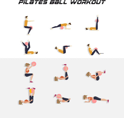 Soft Pilates Ball, 9 Inch Small Exercise Ball with Inflatable Straw