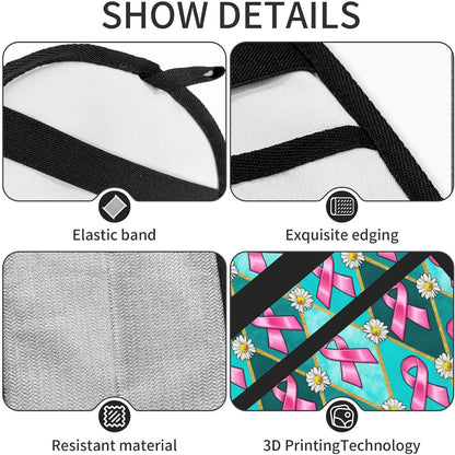 Breast Cancer Awareness Pink Ribbon Floral Pet Hair Removal Glove Dogs Hair Remover Glove Cats Fur Removal Tool with Hanging Loop for Couch 6.7X9.5 in