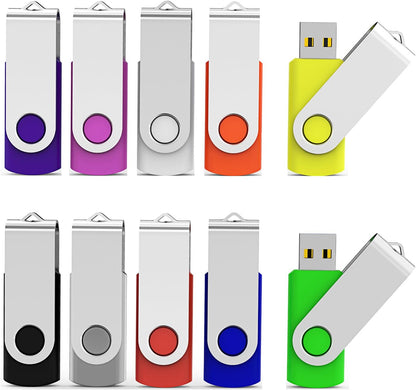 10 Pack 32GB Flash Drive USB Flash Drive USB 3.0 Thumb Drives USB Memory Stick 32 GB 3.0 Flash Drives Bulk (10 Mixed Colors: Black Blue Red Green Orange White Yellow Pink Purple Silver)