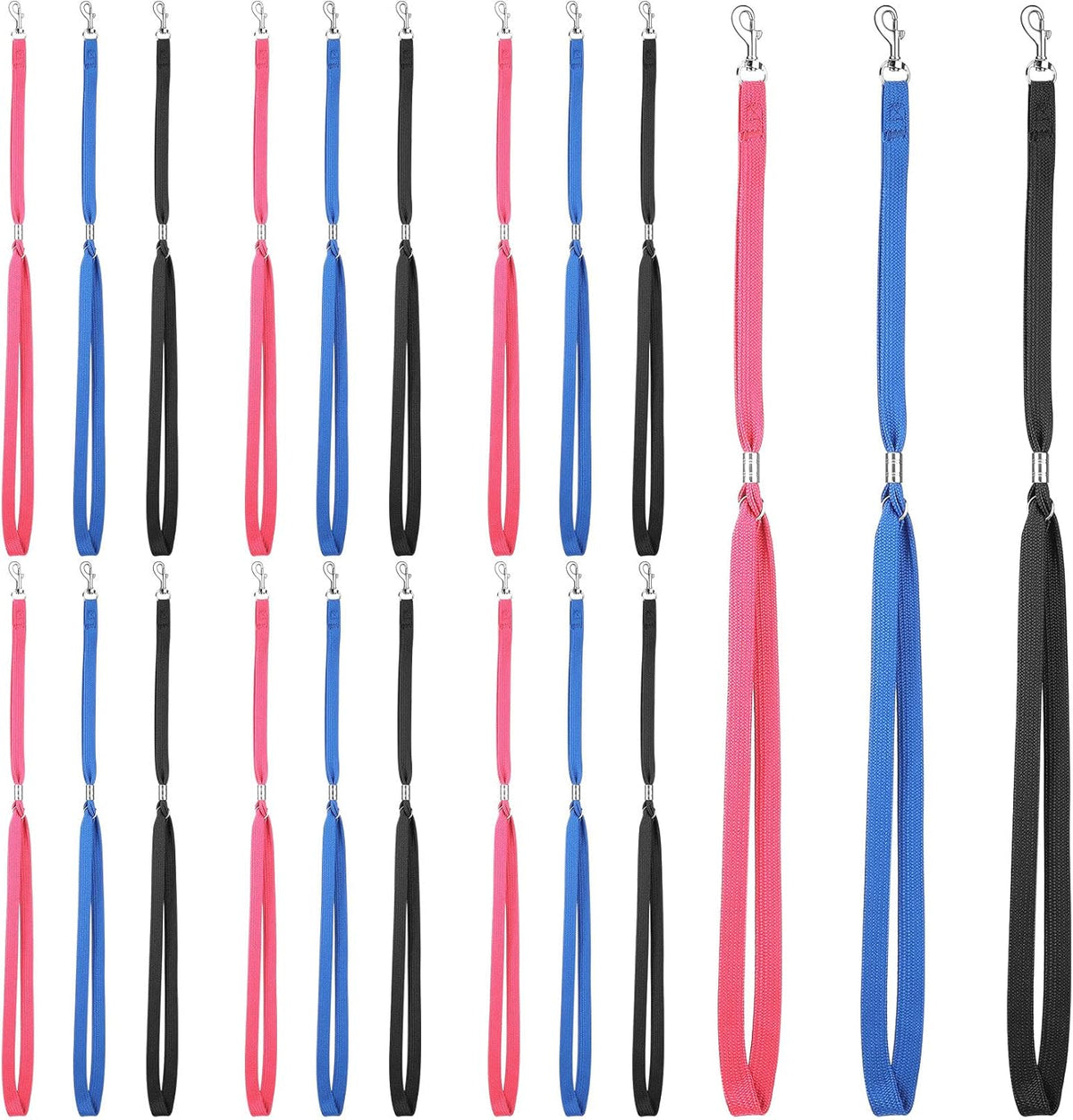 18 Pcs Pet Dog Grooming Loops Nylon Restraint Noose Adjustable Straps Fixed Dog Cat Safety Rope Supplies for Pet Grooming Table Bathtub, Blue, Black and Pink, 21 Inch