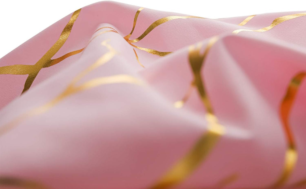 Pink Shower Curtain with Gold Foil Branch 72 x 72 Inch, 1 Panel