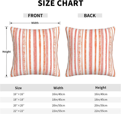 Boho Coral Pink Orange Striped Throw Pillow Covers 18 x 18 Inch Set of 2, Stripe Pattern Farmhouse Decorative Pillow Cases Modern Cushion Cases for Couch Bed Home Decor