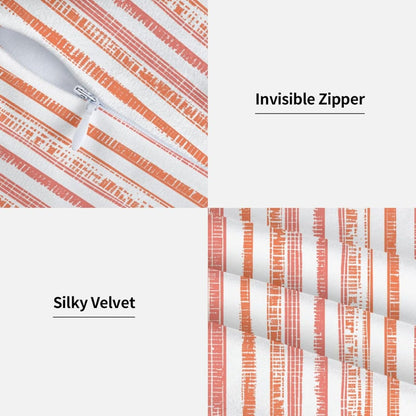 Boho Coral Pink Orange Striped Throw Pillow Covers 18 x 18 Inch Set of 2, Stripe Pattern Farmhouse Decorative Pillow Cases Modern Cushion Cases for Couch Bed Home Decor
