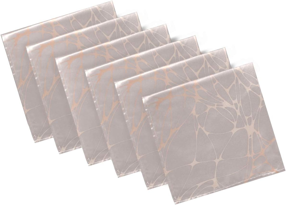 Pfrewn Rose Gold Marble Floral Cloth Napkins Set of 4 Marble Dinner Napkins Solid Washable Reusable Polyester Table Napkins Oversized 20"X20" with Hemmed Edges for Home Weeding Decoration