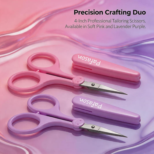 Small Travel Craft Scissors Set Straight Precision Tip All Purpose for Scrapbooking Quilting Sewing Knitting Embroidery Cross Stitch Crochet Thread Yarn Paper Fabric Detail Cutting Safety Case