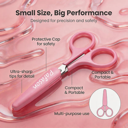 Small Travel Craft Scissors Set Straight Precision Tip All Purpose for Scrapbooking Quilting Sewing Knitting Embroidery Cross Stitch Crochet Thread Yarn Paper Fabric Detail Cutting Safety Case