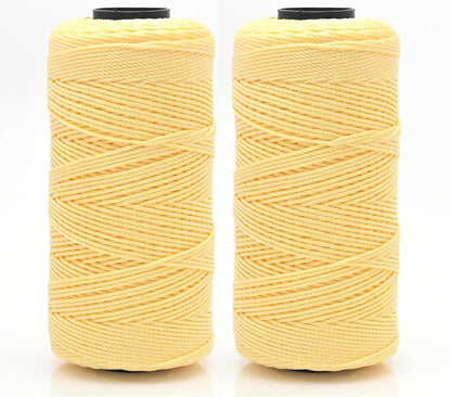 2 Rolls 1.5mm x 219 Yards Polyester String Cord for Knitting and Crochet, 100% Polypropylene Macrame Cord for Hats, Bags, Purses, Shoes, Plant Hangers, DIY Crafts - Peach Yellow