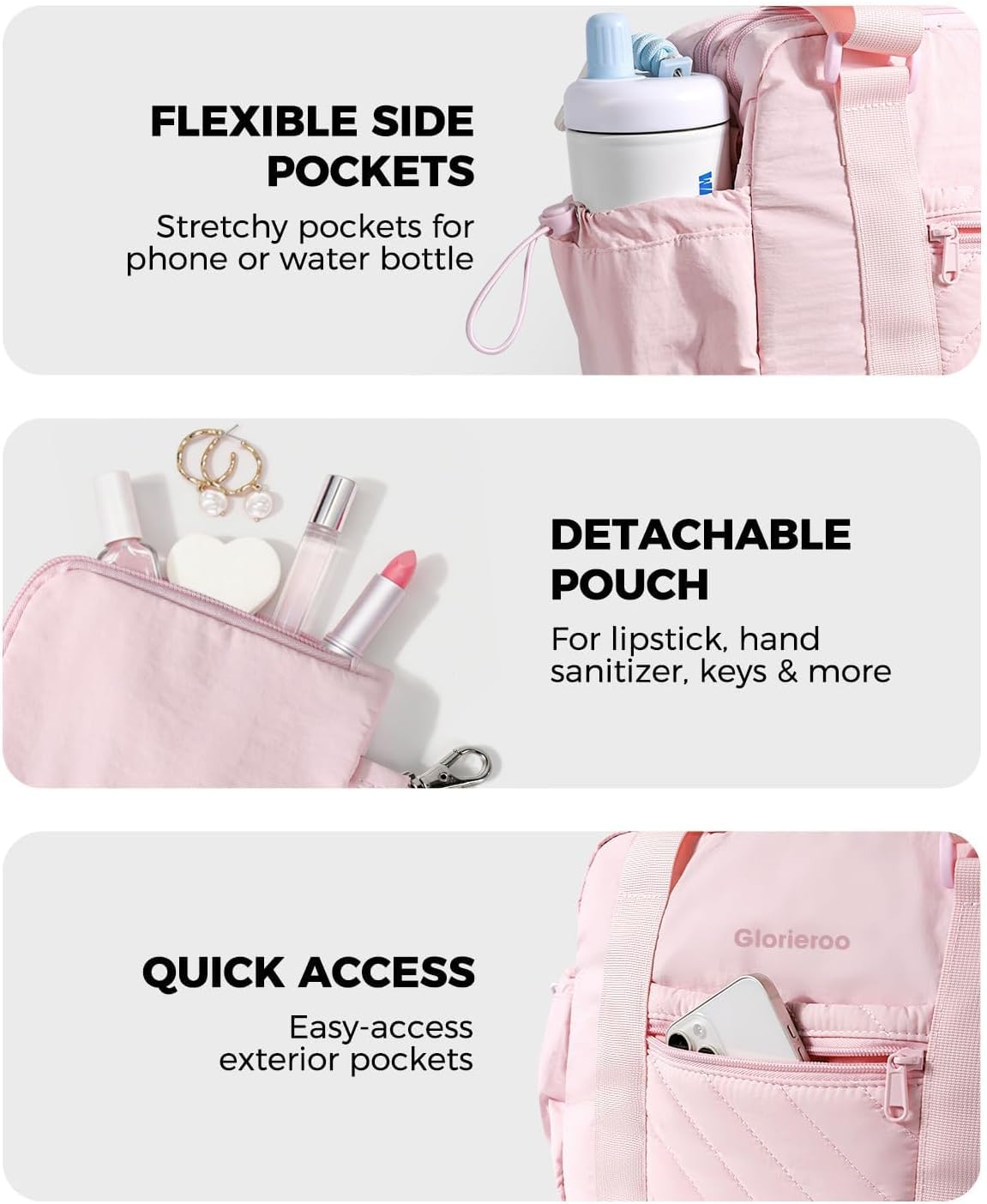 Small Gym Bag for Women - Duffle Weekender Work Duffel Carry on Tote Bag
