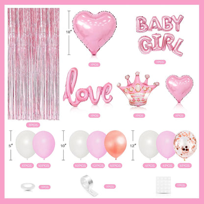 Baby Pink Baby Shower Decorations for Girl, Rose Gold Pink Balloons Garland Kit for Baby Shower Girl Birthday Gender Reveal Party Supplies