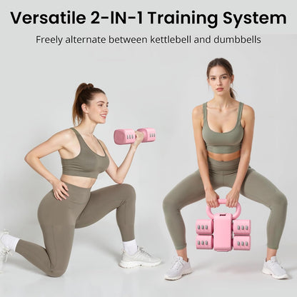 2-in-1 Adjustable Dumbbell Set for Women - 4 Levels (2.2lbs to 12.1lbs) - Home Gym Weights for Women at Home - Fitness Dumbbells