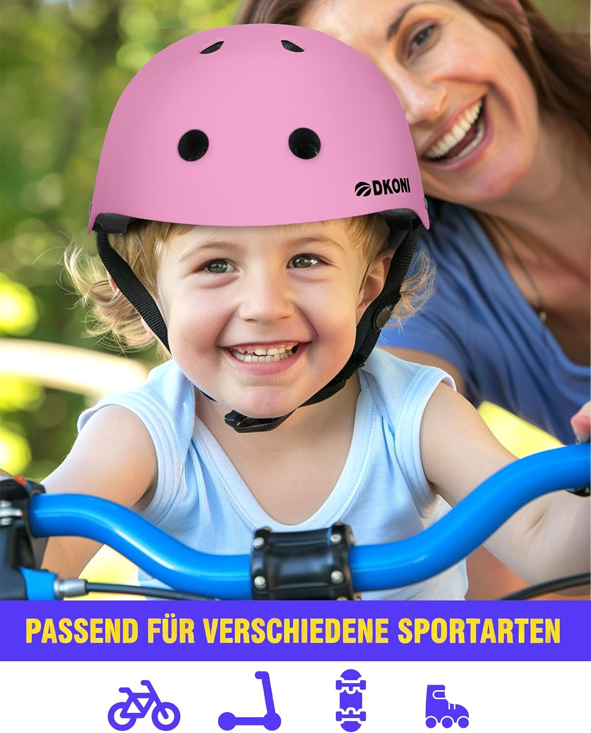 Kids Bike Helmet, Adjustable and Multi-Sport, from Toddler to Youth, 3 Sizes