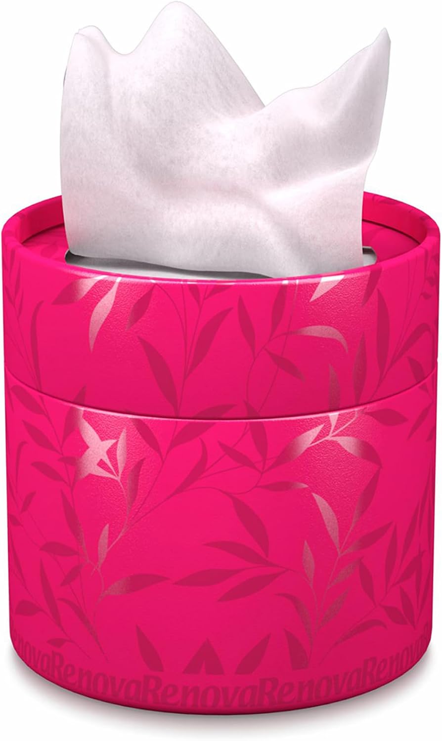 Renova White Facial Tissue-Colored Round Box 3 Ply-40 Tissues (Pink)