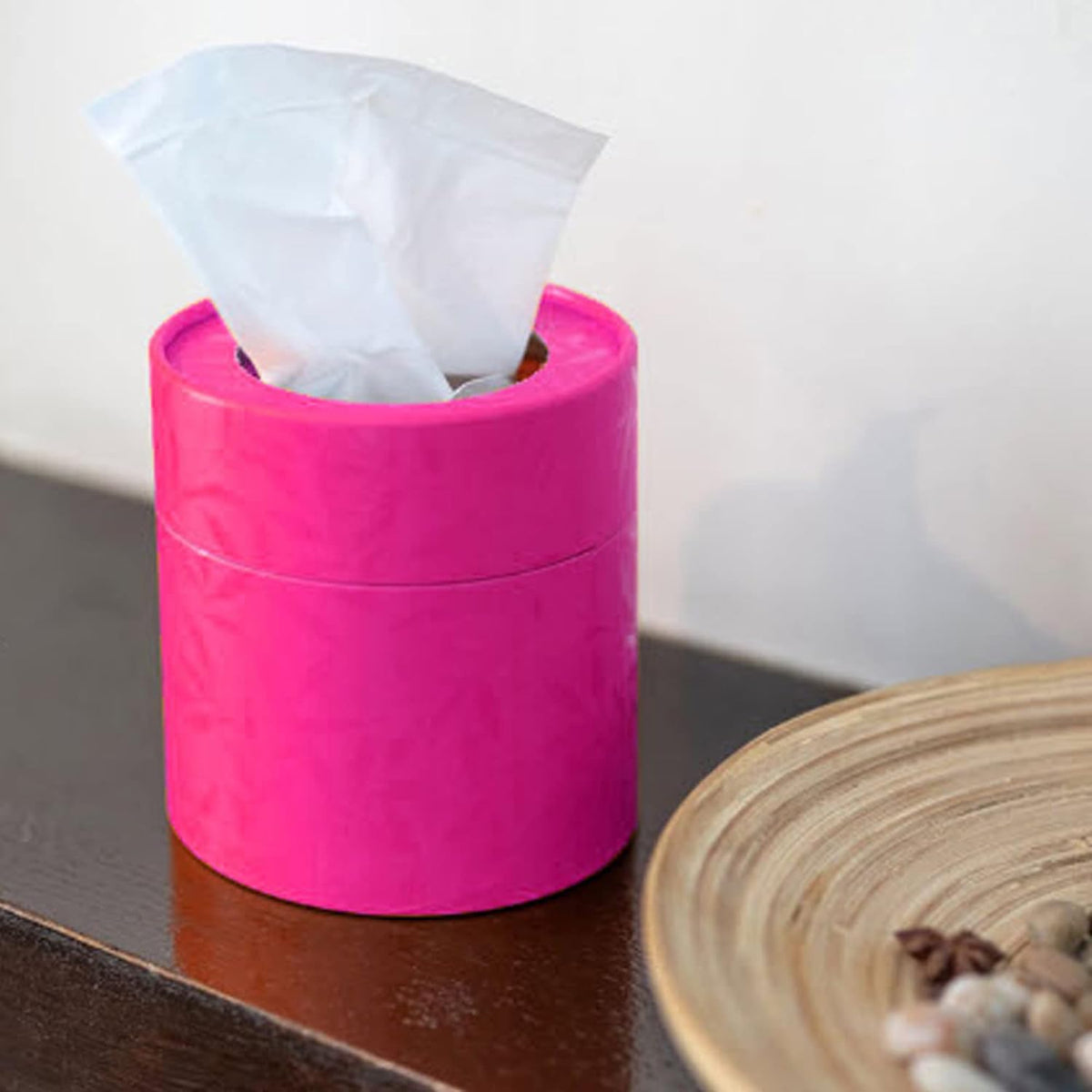 Renova White Facial Tissue-Colored Round Box 3 Ply-40 Tissues (Pink)