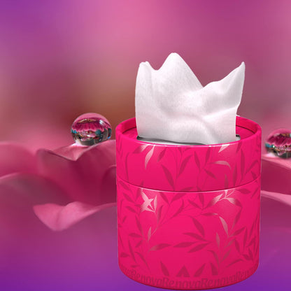 Renova White Facial Tissue-Colored Round Box 3 Ply-40 Tissues (Pink)