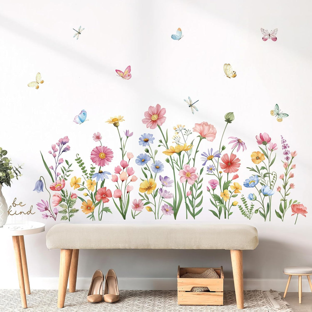 Pink Wildflower Wall Decals Garden Flower Daisy Wall Stickers