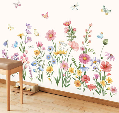 Pink Wildflower Wall Decals Garden Flower Daisy Wall Stickers