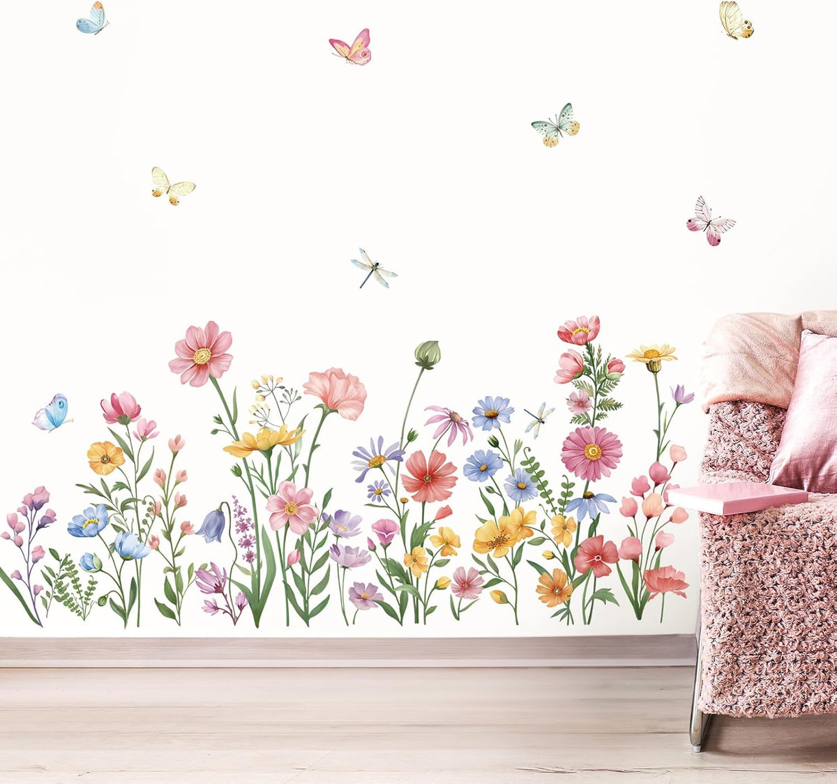 Pink Wildflower Wall Decals Garden Flower Daisy Wall Stickers