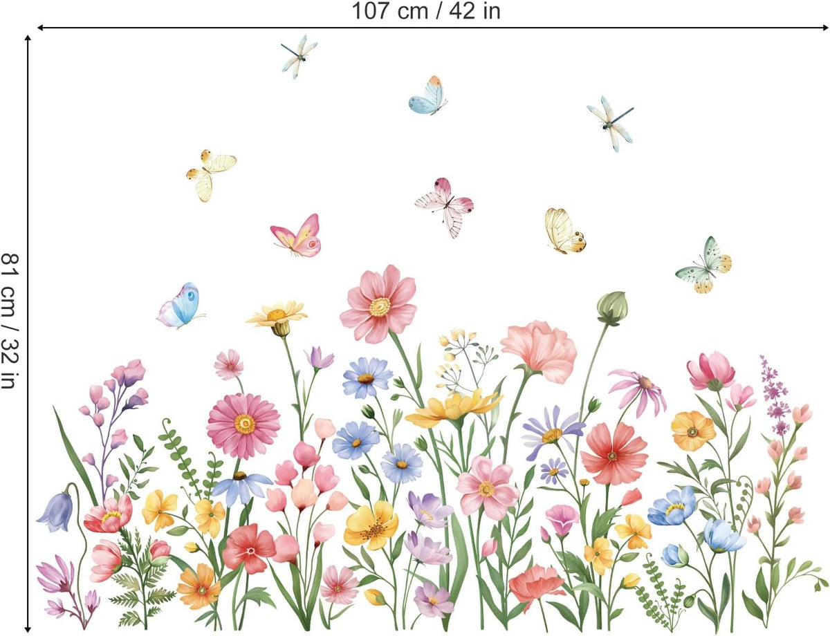 Pink Wildflower Wall Decals Garden Flower Daisy Wall Stickers