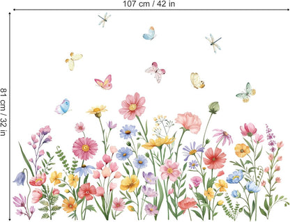 Pink Wildflower Wall Decals Garden Flower Daisy Wall Stickers