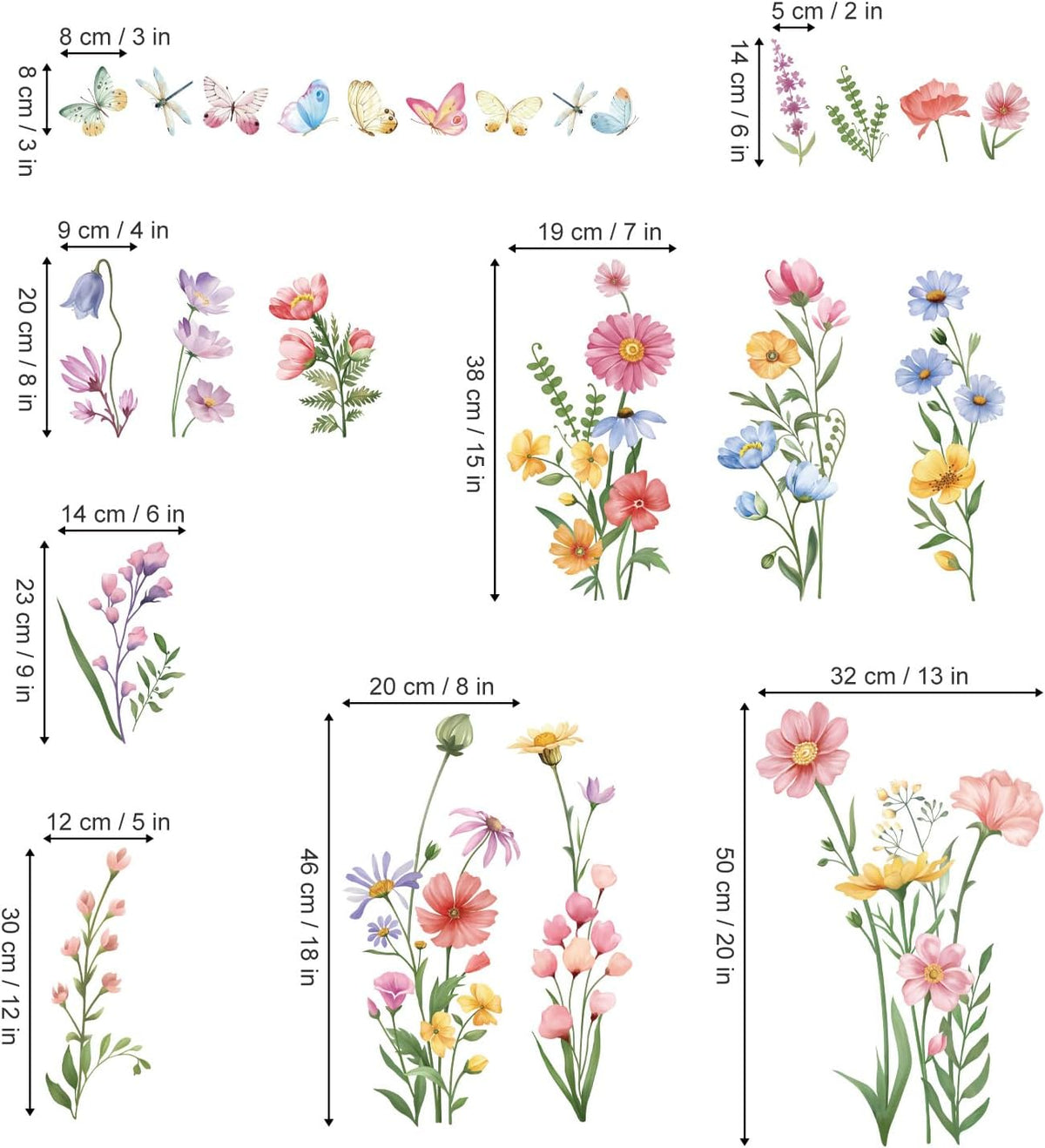 Pink Wildflower Wall Decals Garden Flower Daisy Wall Stickers