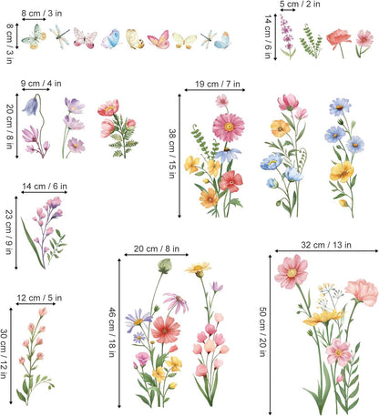 Pink Wildflower Wall Decals Garden Flower Daisy Wall Stickers