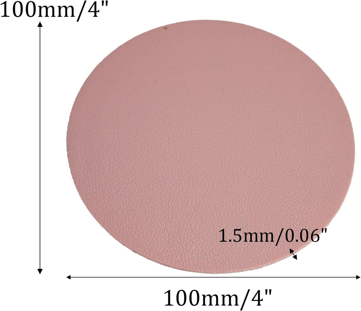 6PCS 4 Inch Round Coasters for Drinks, Non-Slip Table Protectors with Waterproof Surface for Hot & Cold Beverages (Pink)