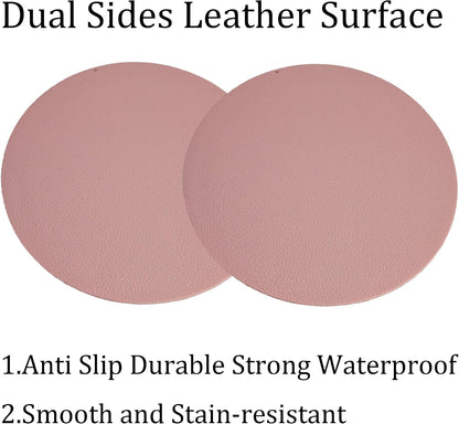 6PCS 4 Inch Round Coasters for Drinks, Non-Slip Table Protectors with Waterproof Surface for Hot & Cold Beverages (Pink)