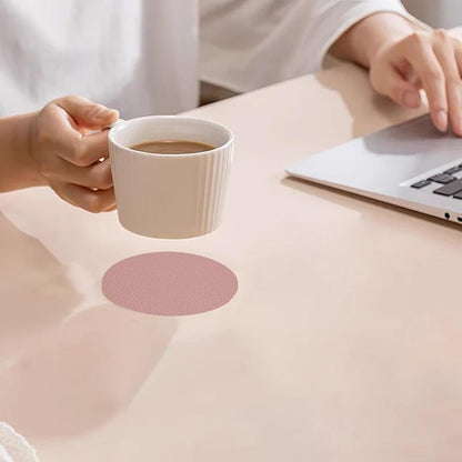 6PCS 4 Inch Round Coasters for Drinks, Non-Slip Table Protectors with Waterproof Surface for Hot & Cold Beverages (Pink)