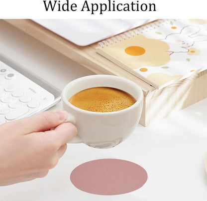 6PCS 4 Inch Round Coasters for Drinks, Non-Slip Table Protectors with Waterproof Surface for Hot & Cold Beverages (Pink)