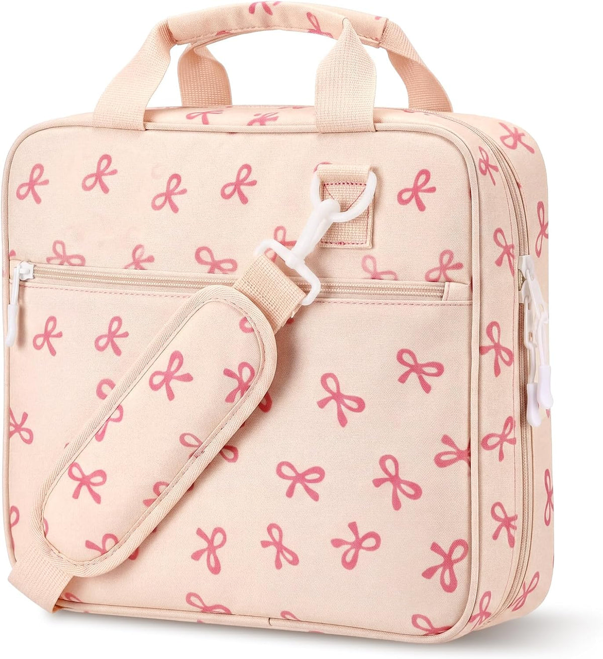 Zipper Binder Folder Keeper with Strap 2", 3 Ring, Pink, Bow
