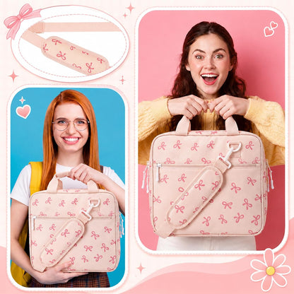 Zipper Binder Folder Keeper with Strap 2", 3 Ring, Pink, Bow