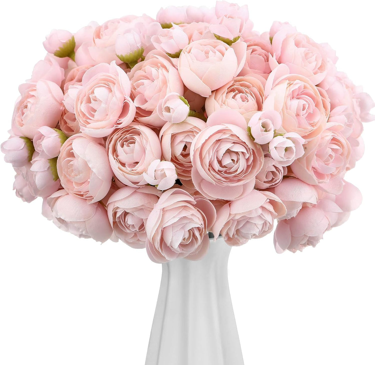 48 Pcs Ranunculus Artificial Flowers Faux Silk,Pink