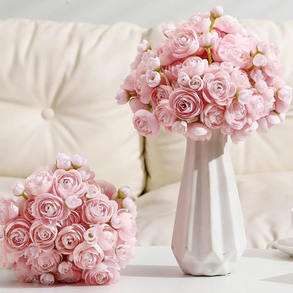 48 Pcs Ranunculus Artificial Flowers Faux Silk,Pink