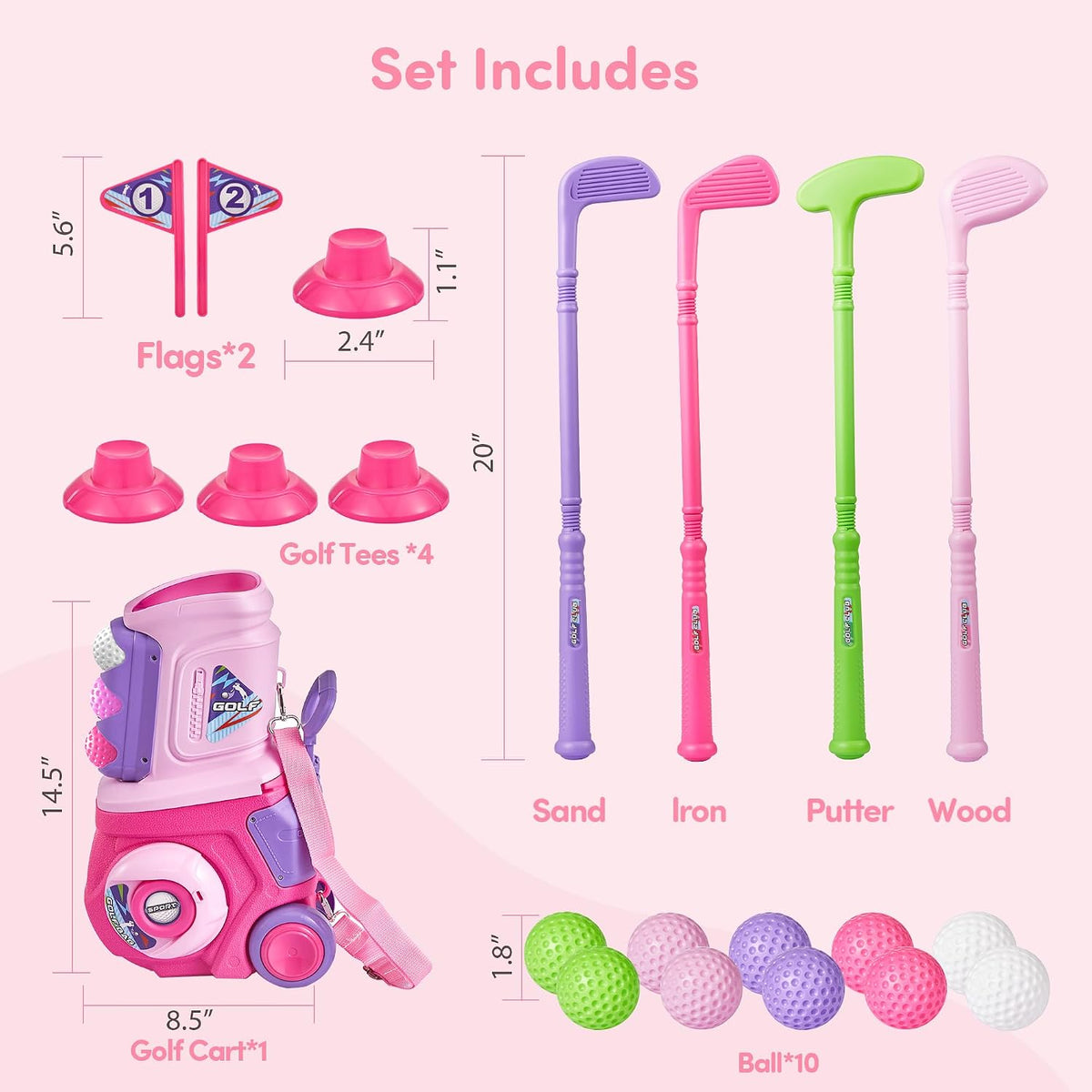 22 Pcs Toddler Golf Clubs Set, Kids Golf Toys, Birthday Gift Boys Girls