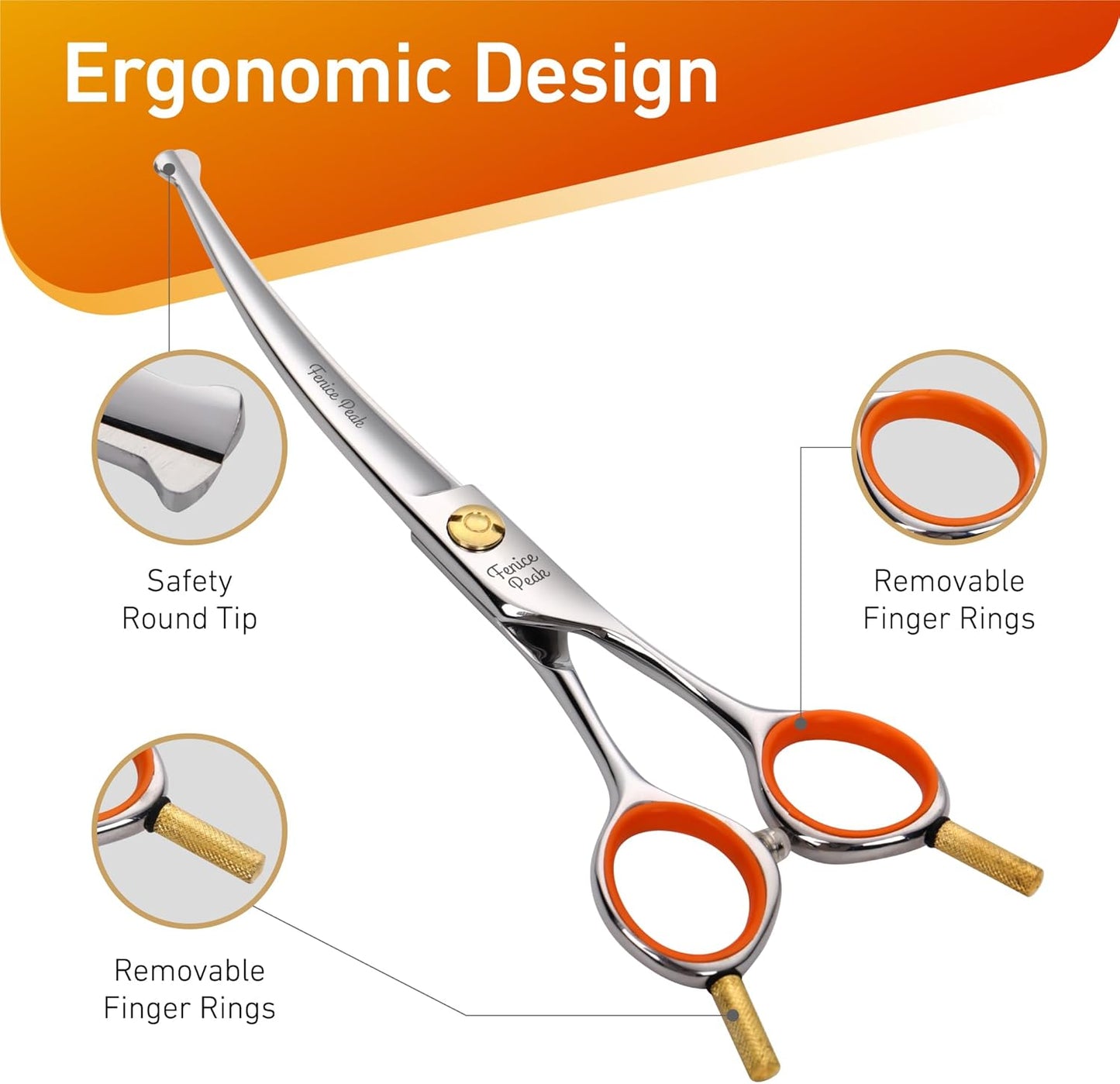 5'' Small Curved Scissors Lightweight Dog Cat Grooming Scissors with Safety Round Tip JP440C Stainless Steel Sharp Blades for Body Facial Nose Ear and Paw Hair Easy Use