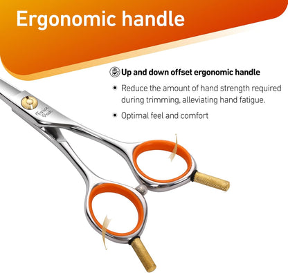 5'' Small Curved Scissors Lightweight Dog Cat Grooming Scissors with Safety Round Tip JP440C Stainless Steel Sharp Blades for Body Facial Nose Ear and Paw Hair Easy Use