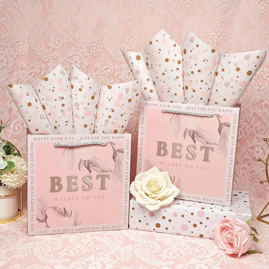 Tissue Paper Gift Wrap, Cute Pink and Brown Polka Dot Tissue Paper for Gift Bags, Pastel Packaging for Girl's Birthday, Baby Shower, Wedding, Mother's Day, Party Decor, DIY Crafts,30 Sheets 20x14inch