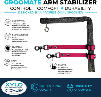 Xylo Groomate Grooming Arm StabilizerLoop Set 6” & 8” Head Restraint Loops Dog Grooming Table Arm Attachment (Hot Pink)