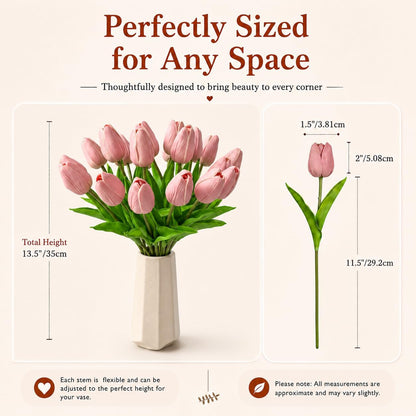 20pcs Artificial Dusty Pink Tulips