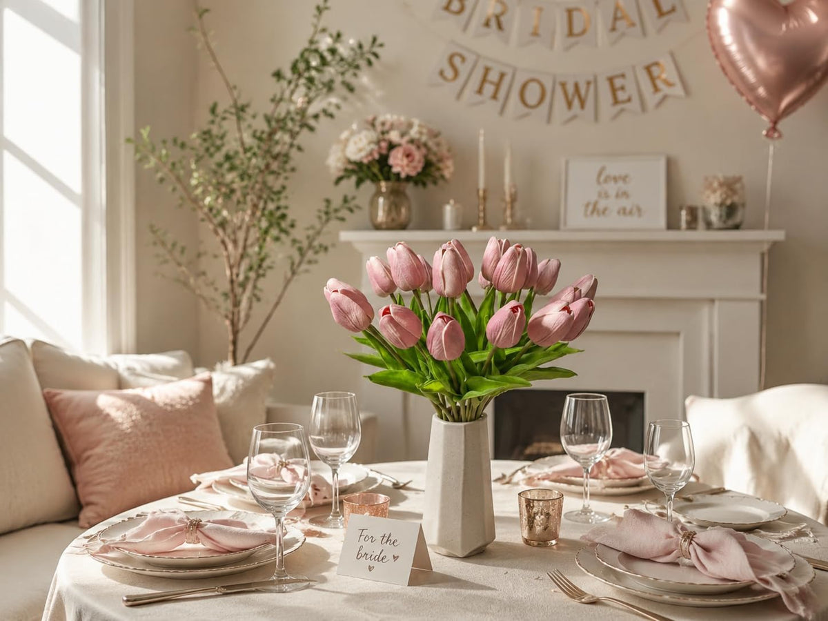 20pcs Artificial Dusty Pink Tulips