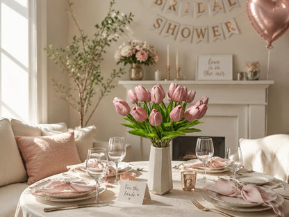 20pcs Artificial Dusty Pink Tulips